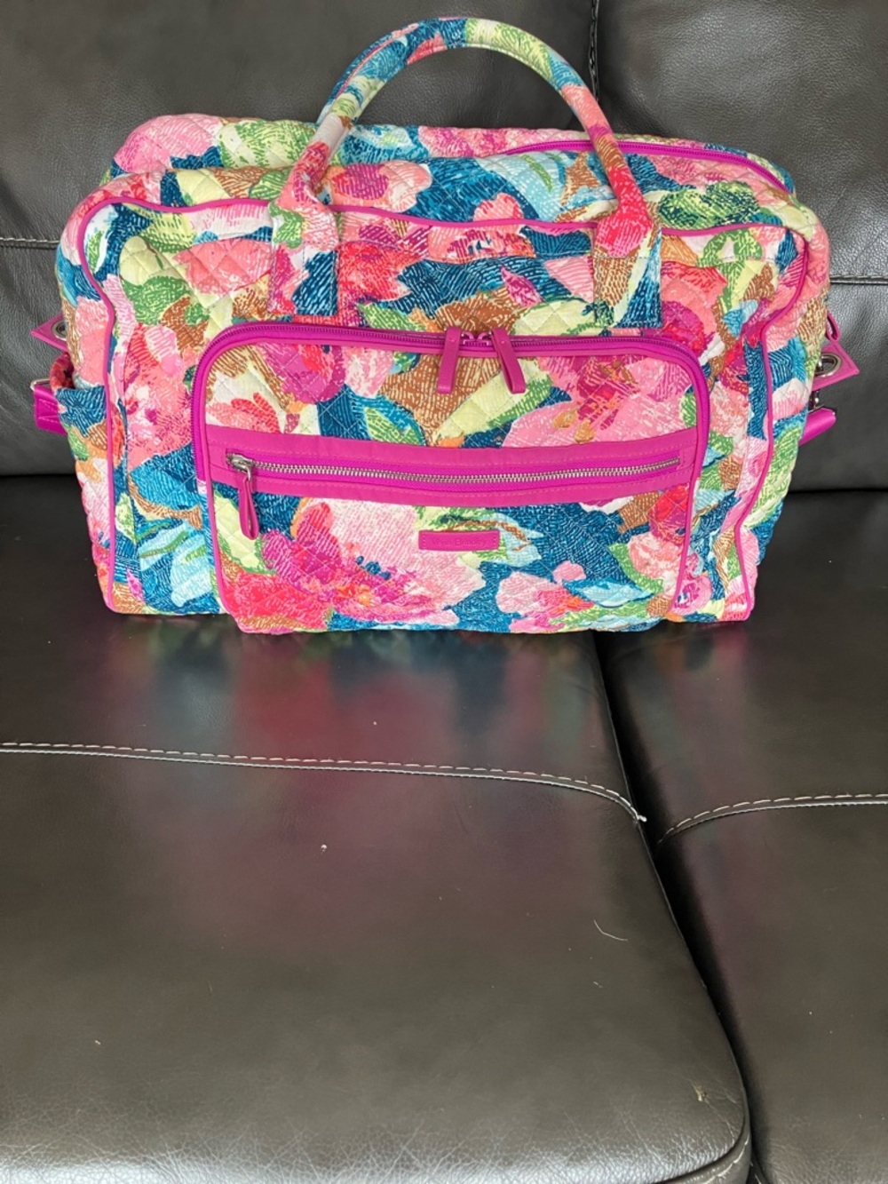 Vera Bradley Iconic Compact Weekender Travel Bag Superbloom Pink Floral  EUC 🌺